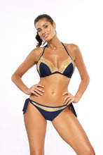 Load image into Gallery viewer, Alessa Navy and Gold Bikini
